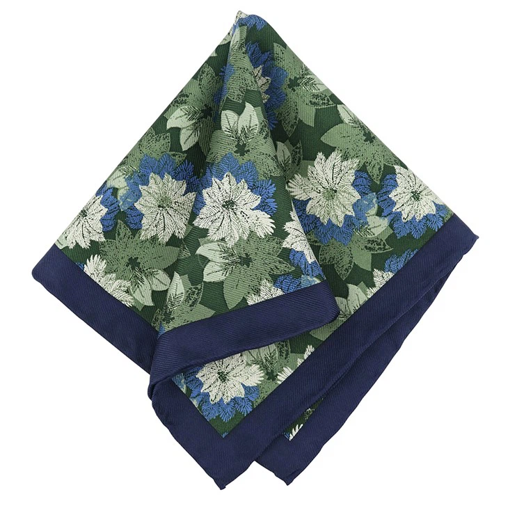 Navy Floral Pocket Square